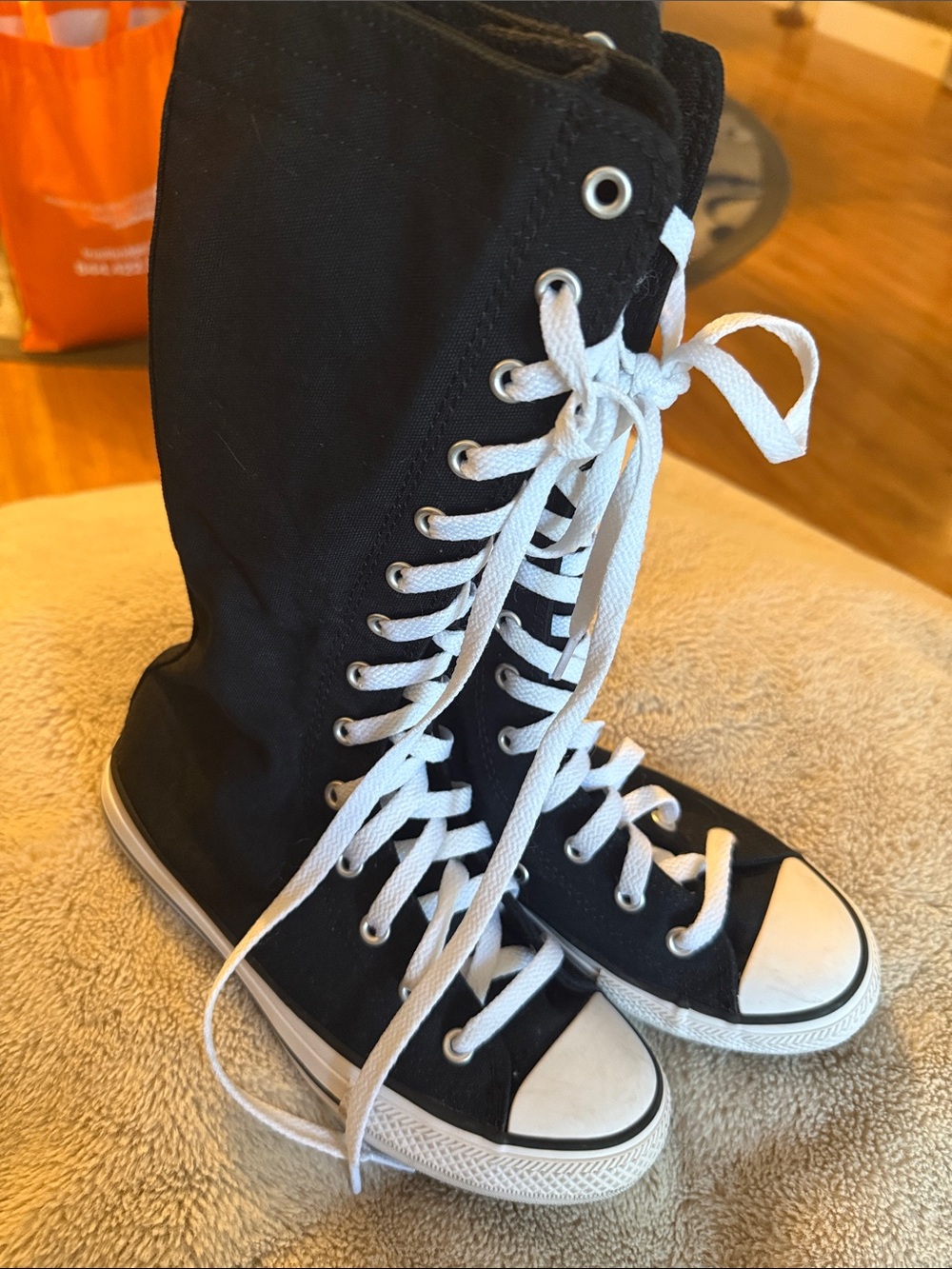 Converse Kids Black and White High-Top Lace-Up Sneakers